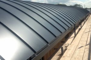 steel roof installers uk colourcoat urban curved roof including gutter